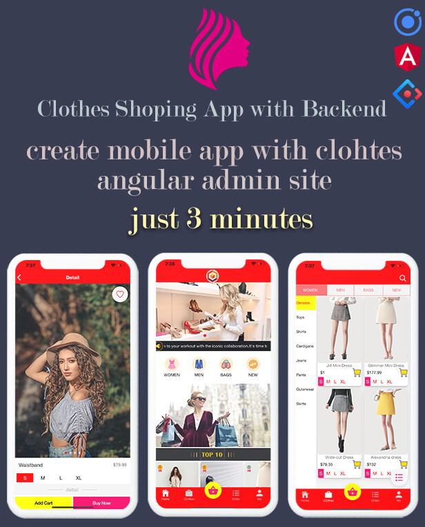 Ionic clothes shopping App  App Preview Description